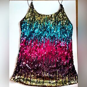 Sequins rainbow colored mini dress